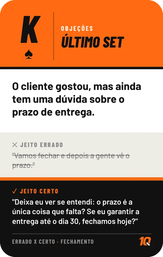 Carta Rei de Espadas, Último set